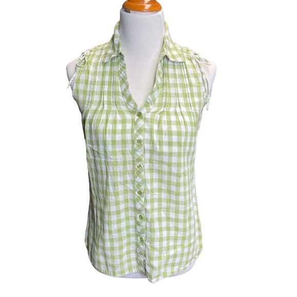 Vintage DCC Missy gingham checked short sleeve blouse 100%‎ cotton size small - Picture 1 of 8
